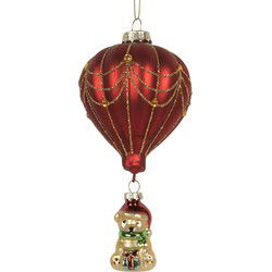 Clayre & Eef Kersthanger Luchtballon Ø 7x15 cm Rood Glas