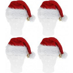 4x Pluche kerstmutsen met bel deluxe - Kerstmutsen
