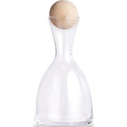 Zeller karaf - glas/hout - met bal vormige dop - 750 ml - schenkkan - Karaffen