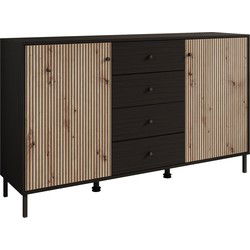 Meubella - Dressoir Charles - Zwart eiken - 157 cm