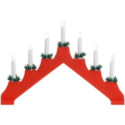 Rode kaarsenbrug met 7 lampjes 41 x 30 cm - kerstverlichting figuur