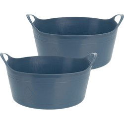 Flexibele emmer - 2x - blauw - 15 liter - kunststof - 39 x 17 cm - Wasmanden