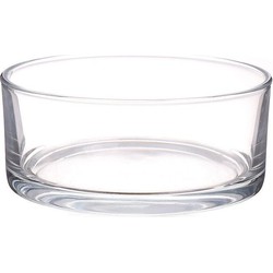 Lage schaal/vaas rond - transparant - glas - D19 x H8 cm - Vazen