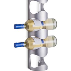 Zeller Wijnrek - zilverkleurig - muurrek - voor 4 flessen - 45 cm - rek voor wijnflessen - Wijnrekken