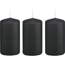 Trend Candles stompkaars - 4x - zwart - 6 x 12 cm - 40 branduren - Stompkaarsen