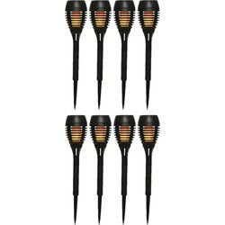 Set van 8x stuks solar tuinfakkels/tuinlampen vlam effect op zonne-energie 27 cm - Fakkels