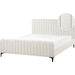 Beliani LUNAN - Tweepersoonsbed-Wit-Bouclé
