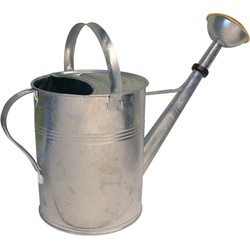 Gieter - zilverkleurig - zink - met broeskop - 9 liter - 56 x 24 x 41 cm - Gieters