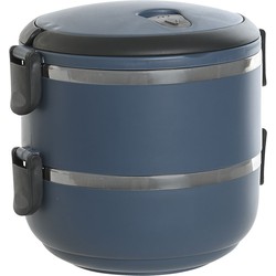Items Stapelbare thermische lunchbox / warme maaltijd box - blauw - 16 x 15 cm - Lunchboxen