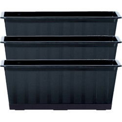 Prosperplast Plantenbak Agro - 4x - antraciet - kunststof - 40 x 18 x 14 cm - Plantenbakken