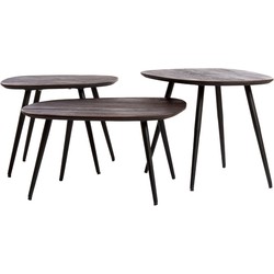 Light & Living - Salontafel VIEJO - 62x42x38cm - Bruin - Set van 3