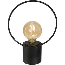 Atmosphera LED lamp - zwart - metaal - zonder snoer - H27.5 - vintage - tafellamp/nachtlamp - Tafellampen