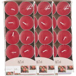 Geurtheelichtjes - 40x stuks - aardbei - rood - paraffine - 3,5 uur - geurkaarsen