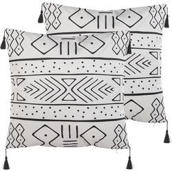 SCHEFFLERA  - Sierkussen set van 2 - Wit - 45 x 45 cm - Fluweel