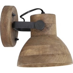 Light&living Wandlamp 21x17x19 cm ILANIO hout bruin+mat zwart