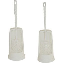 2x witte toiletborstel / wc-borstel met houder 16 x 16 x 39 cm - Toiletborstels