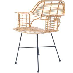 Rotan Eetkamerstoel Naturel - Zithoogte 48cm - Bohemian Stijl - Set van 2