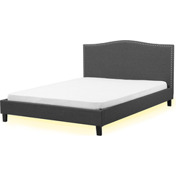 Beliani MONTPELLIER - Tweepersoonsbed met LED-verlichting-Grijs-Polyester