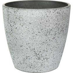 Ter Steege Bloempot/plantenpot - buiten - betongrijs - D19/H15 cm - kunststof/steenmix - Plantenpotten