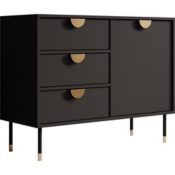 Meubella Dressoir Veerle - Zwart - 100 cm