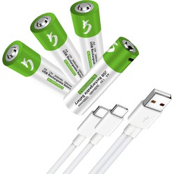 4Pack Aa Rechargeable Batteries 2600Mwh Usb Charging