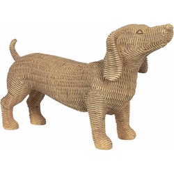 Clayre & Eef Decoratie Beeld Hond 39x14x24 cm Bruin Kunststof