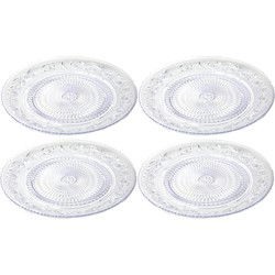 PlasticForte Onbreekbare Dinerborden - 4x - kunststof - kristal stijl - transparant - 31 cm - Campingborden