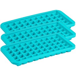 3x stuks Trays met Cocktail ijsblokjes/ijsklontjes vormen 50 vakjes kunststof blauw - IJsblokjesvormen