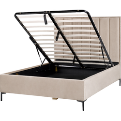 SEZANNE  - Bed met opbergruimte - Taupe - 140 x 200 cm - Fluweel