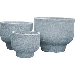 PTMD Bloempot Sanish - 50x50x40 cm - Keramiek - Blauw - Set van 3