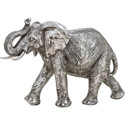 Olifant woondecoratie dieren beeldje zilver 28 x 19 x 10 cm - Beeldjes