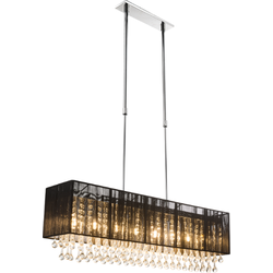 Elegante hanglamp van zijde aangevuld met kristallen | Zijde/glaskristallen| Hanglamp | Zwart | Woonkamer | Eetkamer