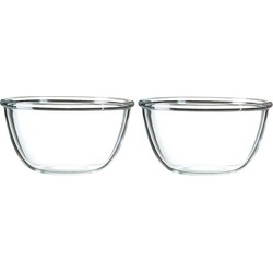 2x Salade serveerschalen glas 24 cm - Saladeschalen