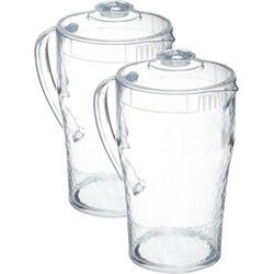 Set van 3x stuks sapkan/schenkkan karaffen met deksel 1,7 liter transparant - Schenkkannen
