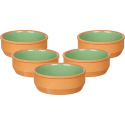Set 18x tapas/creme brulee serveer schaaltjes terracotta/groen 12x4 cm - Snack en tapasschalen
