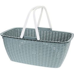 Wasmand met hengel - groen - kunststof - 35 liter - 60x40x30 cm - Wasmanden