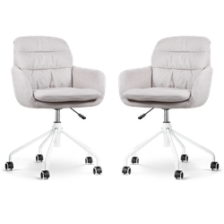 Nout-Mia bureaustoel beige - wit onderstel - set van 2