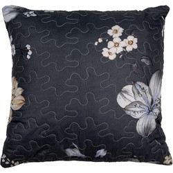 Clayre & Eef Kussenhoes 40x40 cm Grijs Beige Polyester Bloemen Sierkussenhoes