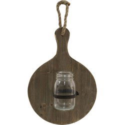 Clayre & Eef Glazen Vaasjes in Houder Bruin Hout