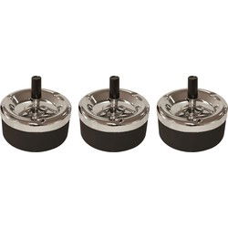 Draai asbak - 3x - zwart chroom - 11,5 cm - draai asbak - Asbakken