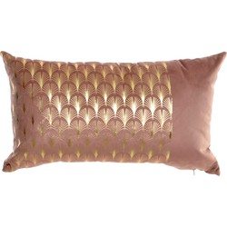 Sierkussen Velvet Pauw – Roze – Goud – 30 x 50 cm (incl. vulling)