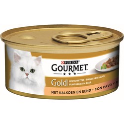 Gold fijne hapjes in saus met kalkoen en eend 85g kattenvoer