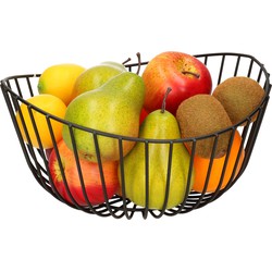 Fruitschaal/fruitmand rond zwart metaal 27 cm - Fruitschalen