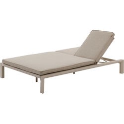 HESPERIDE HIXA Strandstoel - 2 personen - Ligstoel - Ligbed - tuin - Loungestoel buiten - Zonnebed - met wieltjes - Aluminium - Taupe - EVASION