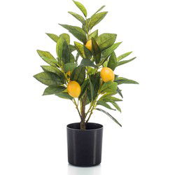 Emerald Kunstplant citrusfruit citroen boom in pot - 40 cm - geel - Kunstplanten