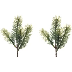 2x Groene kersttakken / dennentakjes 23 cm kerstversiering - Decoratieve tak kerst
