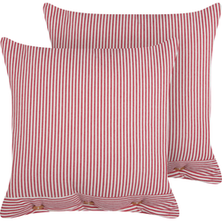 AALITA - Sierkussen set van 2 - Rood/Wit - 45 x 45 cm - Katoen