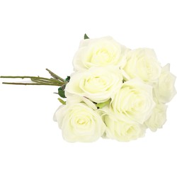Witte roosjes kunst tak 45 cm 8 stuks - Kunstbloemen