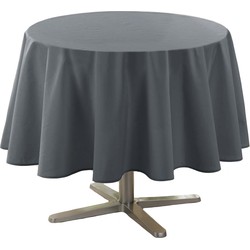 Eettafel tafelkleed rond - donkergrijs - polyester - Dia 180 cm - Tafellakens