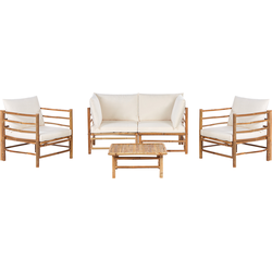 CERRETO - Loungeset 4-zits - Gebroken wit - Bamboehout